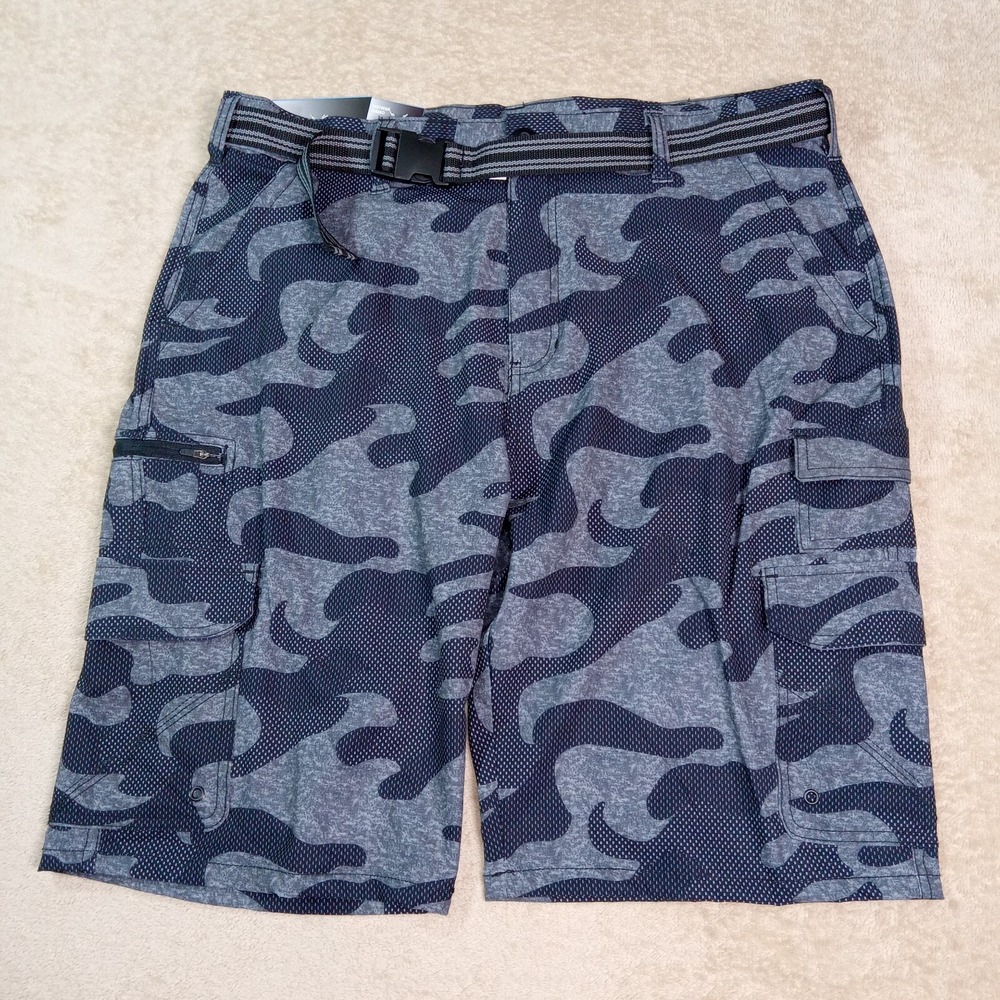Iron Co. NWT Hybrid Cargo Short Stretch Performance Black‎ Gray Camo Men's 38